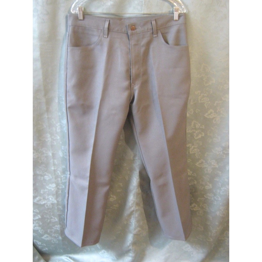 80's Gray Levis 517 Boot Cut Polyester Pants Size 35 X 29